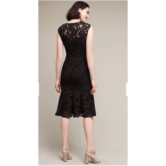 NWT Shoshanna by Anthropologie Black Lace Annella Trumpet Dress Size 6 - Picture 2 of 11